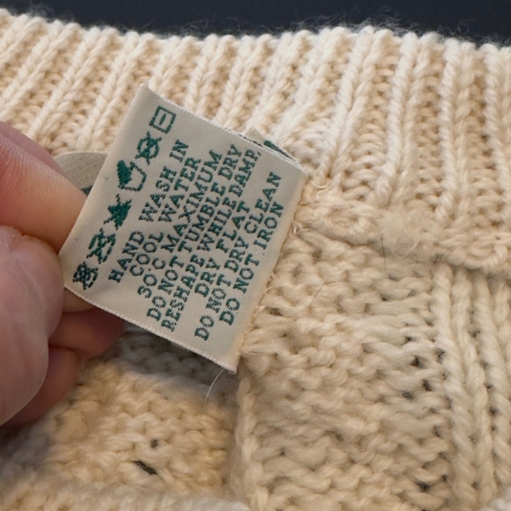 Aran Crafts Ireland Merino Wool Cable Knit Cardigan Sweater Cream Womens Small - Picture 6 of 9